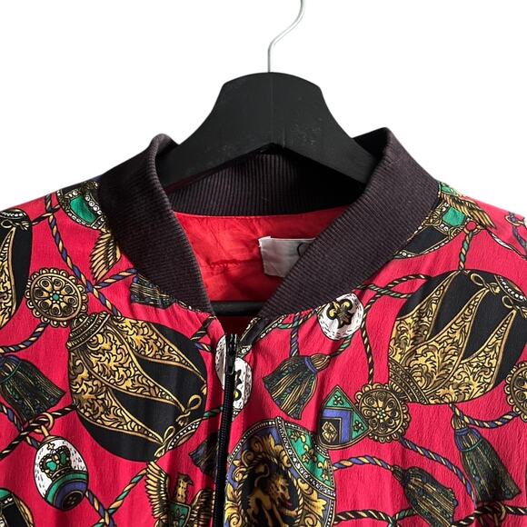 Vintage S.L.B. by Sunny Leigh 100% Silk Baroque Bomber Jacket Women’s Medium - Picture 3 of 6